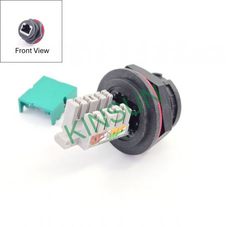 防水IP68 卡榫式快速锁付RJ45网络接口IDC连接(后视图)